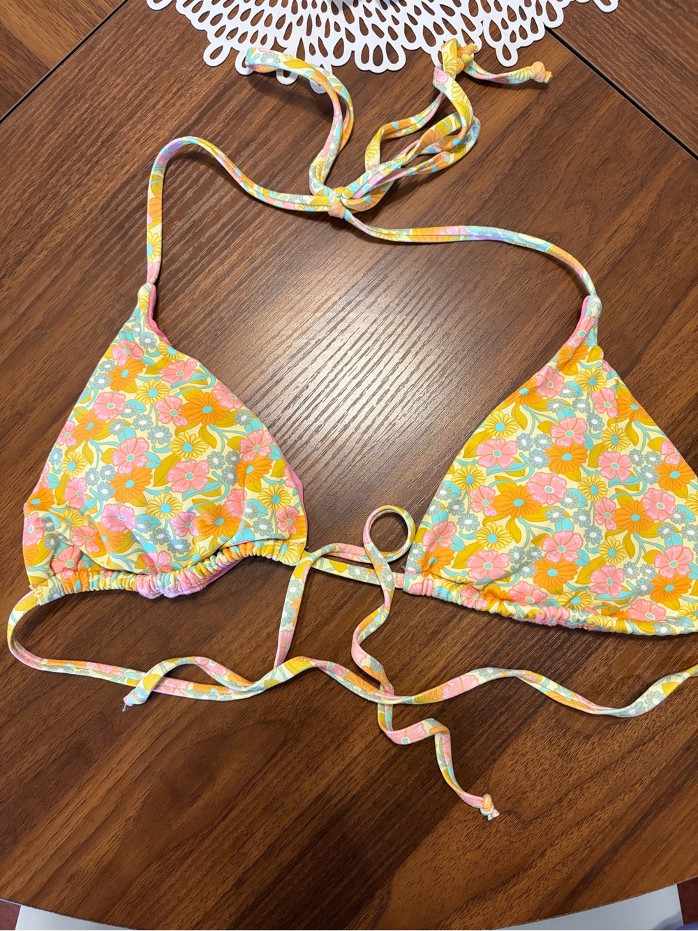 Dippin' Daisy's Yellow Pink Floral Triangle Bikini Top